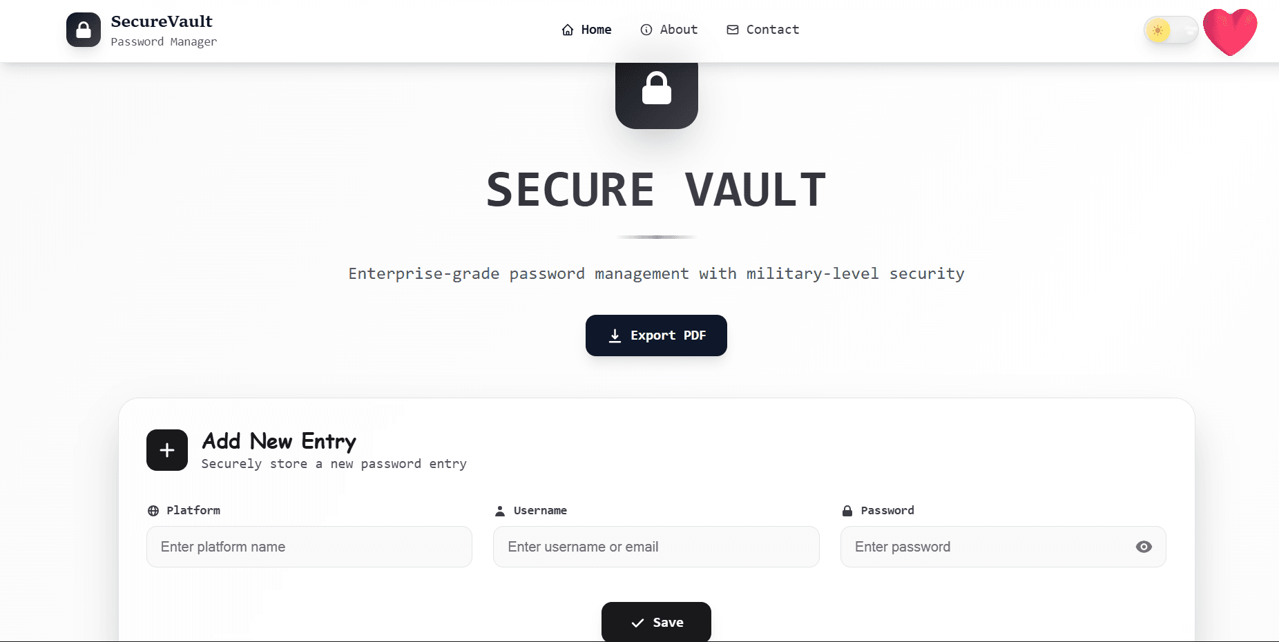 Password Manager (Secure Vault)